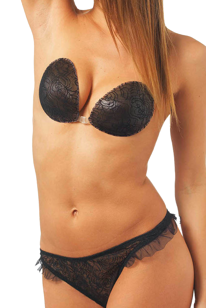 Adhesive Backless Bra with Lace Black Rose - InvisiBra